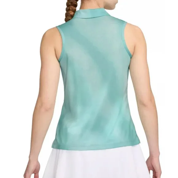 NWT New Nike Women's Sleeveless Dri-FIT Victory Printed Golf Polo Small S Shirt - Picture 2 of 6